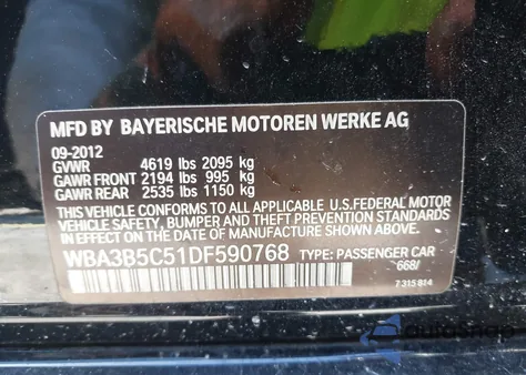 2013 BMW 328I xDrive z USA, uszkodzony, nr VIN WBA3B5C51DF590768